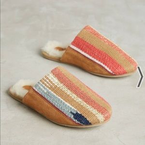 Anthropology Thea Embroidered Cozy Slippers